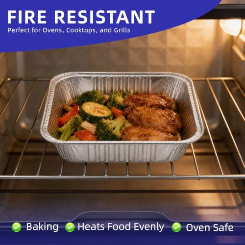 MARLCOA 9x13 Aluminum Pans with Lids (25 Pack) - Disposable Foil Half Pans - size: 25 Pack with Lids
