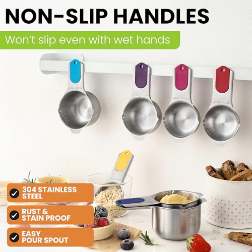Spring Chef Magnetic Stainless Steel Measuring Cups Set of 7, Multicolor - color: Multicolor