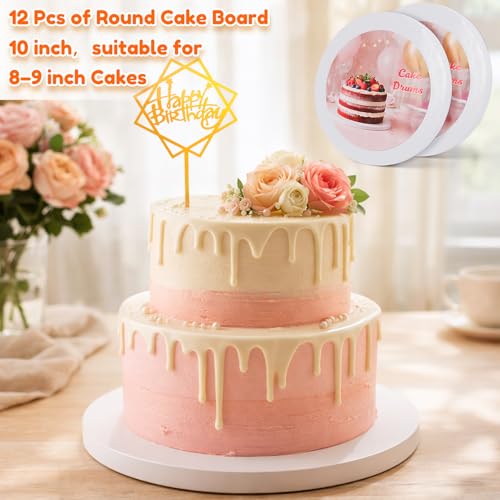 12PCS Cake Boards 10 inch Round, 1/2" Thick White Cake Drums - color: 1/2in-12pcs-10in