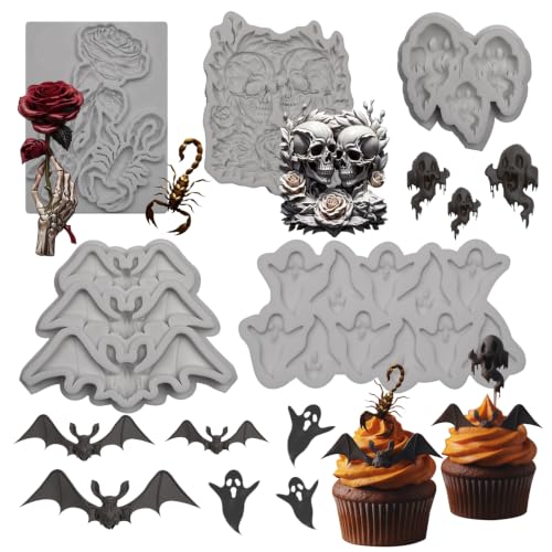 Halloween Silicone Molds Bat Ghost Skull Chocolate Mold