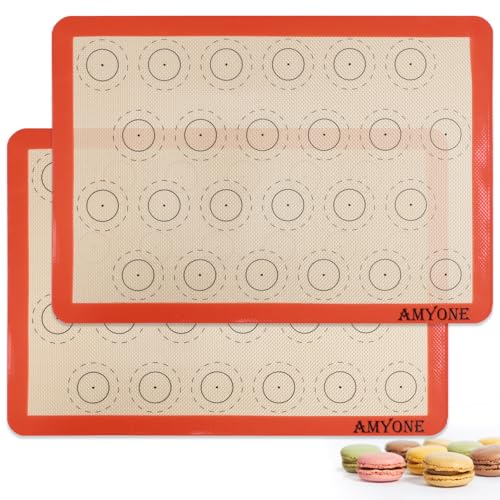 AMYONE Macaron Silicone Baking Mats for Half Sheet Pan, Platinum, 2PCS - size: 16.5"L x 11.6"W