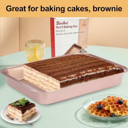 9x13 Baking Pan & Dish, 13x9 Nonstick Rectangle Cake Pan, Rose Gold