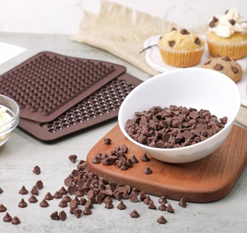 Webake Chocolate Chip Mold 202 Cavity Silicone Mini Candy Molds LFGB 2 Pack For Non Dairy & Sugar Organic Chocolate Chips & Mini Gumdrop, Ganache, Small Dot Cake Decoration (1 Scraper Included) - style: Chocolate Chip