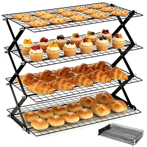 4 Tier Cooling Racks for Cooking and Baking Collapsible Cookie Rack Cooling - size: 4-Tier