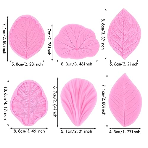 ZiXiang Leaf Silicone Veining Mold Fondant Leaf Veined Molds Set Of 6 - color: Style D