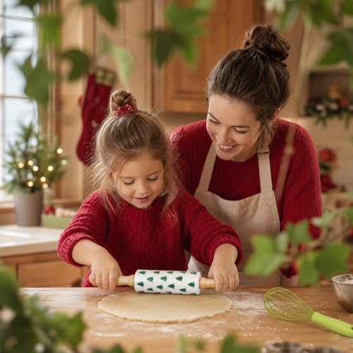3-Piece Christmas Baking Set, Silicone Spatula Whisks Rolling Pin - color: 3-Piece Christmas Baking Set