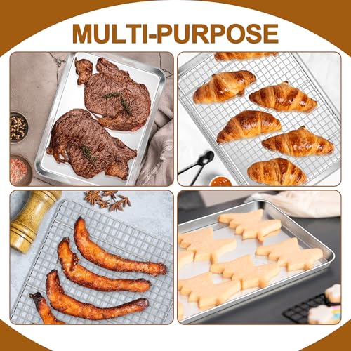 E-far Baking Sheet with Wire Rack Set, 16" x 12" (1 Pan +1 Cooling Rack) - size: 16"x12"