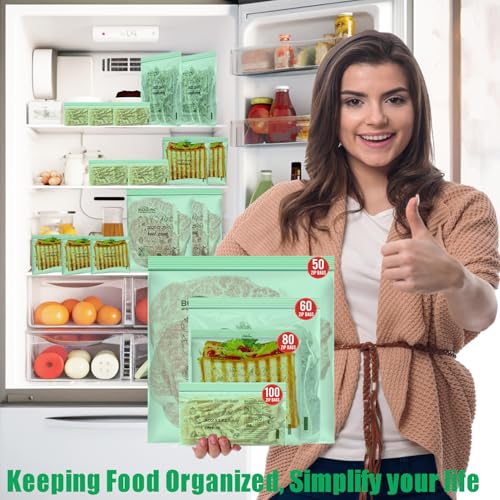 BEIDOU-PAC Compostable Combo Storage Zip Bags, 290 Count Resealable Variety Pack with Organizer, Reclosable Biodegradable Eco-Friendly Compost Snack, Sandwich, Quart, Gallon Assorted Size Bags - style: Zip | Variety Pack | 290 count