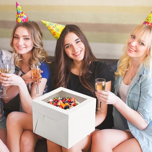 ZORRITA Cake Boxes, 10 x 10 x 8 Inches, 6 Pack