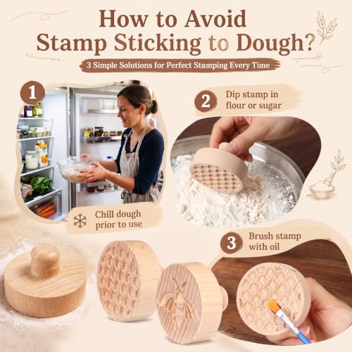 3 Set Honeybee Cookie Stamps, 2.5" Springerle Molds for Baking - style: Honeybee
