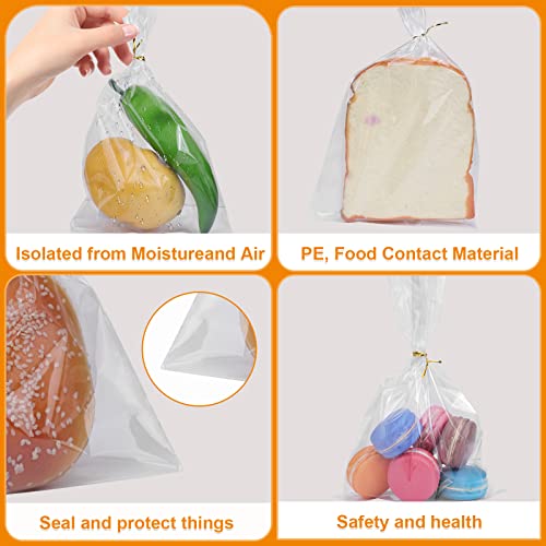 NEOACT 650 PCS Clear Flat Cellophane Treat Bags, 3x5,4x6,9.84x2 Cellophane Bags with Ties, Clear Gift Bags for Party Favors, Pretzel Rods, Bakery, Cookies, Candies, Dessert - size: 650 Count (3"x5", 4"x6", 9.84"x2")