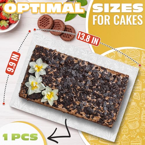 1/4 Sheet Cake Board, Rectangle Cake Drum 10x14 in, 1 Pc Thick White Base