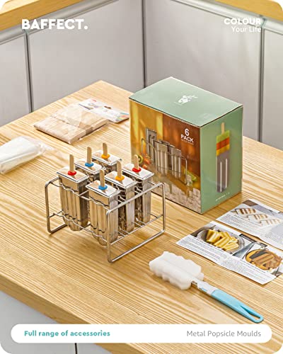 Baffect stainless steel popsicle molds, Set of 6 with Metal Holder