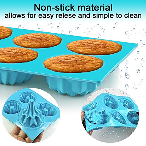 Mity rain 3pcs Mini Cake Pan for Baking, Silicone Fluted Tube Cake Pans