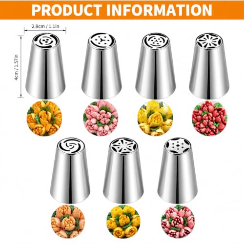 Russian Piping Tips Set, 7pcs Flower Frosting Nozzle Icing Tips
