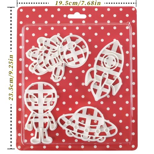 4Pcs Space Cookie Cutters 3D Astronaut UFO Rocket Alien Baking Tools - color: Space