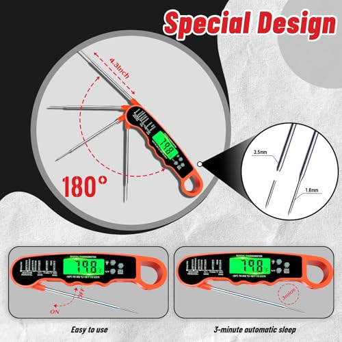 Meat Thermometer Digital, Instant Read Digital Meat Thermometer - color: Orange
