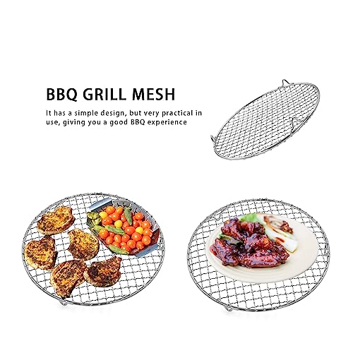 Barbecue Grill Net,BBQ Net for Grilling,Multi-Purpose SUS304 BBQ Grill Mesh, Round Barbecue Wire Rack,BBQ Grate/Steam Mesh for Outdoor Barbeque Camping Charbroil Backyards - style: 13.78'' with 0.79'' foot
