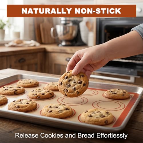 Silicone Baking Mat Set of 6, Nonstick Reusable Rolling Dough Mat