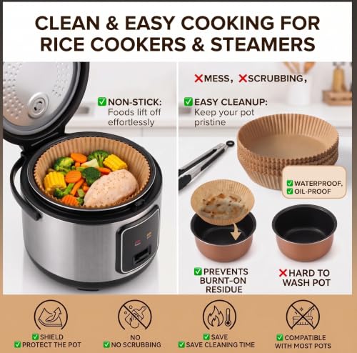 Air Fryer Liners Disposable Round. 50pcs Virgin Pulp Parchment Paper for 4qt-6qt Air Fryer. Food Grade,Non-stick, Oil-proof & Heat Resistant for Baking,Microwave,Cooking & Deep Fryer Accessories