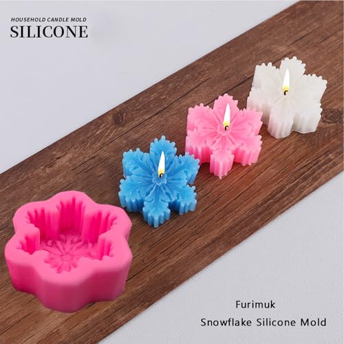 2 Pcs Christmas Snowflake Silicone Mold Candle Soap DIY Molds Christmas Baking Tray Cake Candy Chocolate Making Tools