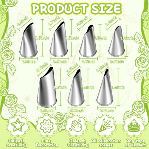 Hendiy 7 Pieces/Set Stainless Steel Cake Decorating Tips Set