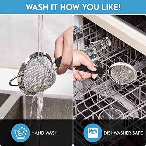 Fine Mesh Strainer - 3.3 Inch Conical Sieve - Tea Strainers for Loose Tea, Coffee Strainer, Food Strainer, Juice Strainer, and Much More!