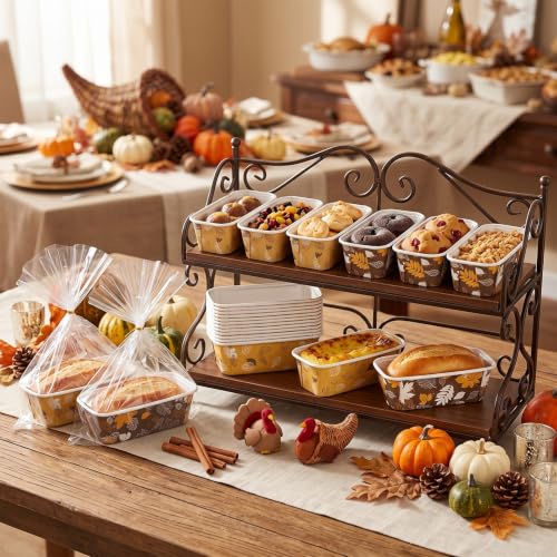 Hushee 50 Set Fall Paper Mini Loaf Pan Disposable, Autumn Leaf - style: Autumn Leaf