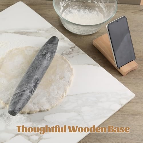 Koville African Natural Grey Marble French Rolling Pin, 12inch Non-Stick Rolling Pin for Baking, Dough Roller for Pasta, Dumpling, Fondant, Pie, Bread, Pizza, Kitchen Baking Tools - color: Shuttle Grey Marble 12 Inch