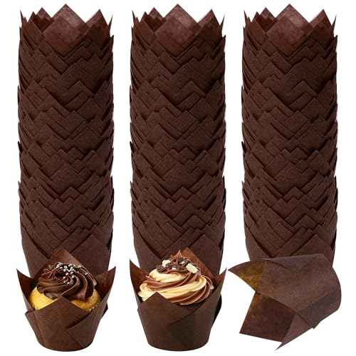 Ruisita 150 Pcs Mini Cupcake Liners Muffin Liners Baking Cups - color: Brown
