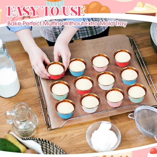 240 Pack Gold Foil Cupcake Liners Bulk 3.5 oz Disposable Party Cupcake Baking Cups Colorful Foil Muffin Liners Metallic Baking Wrappers Holders(Solid Color Style) - style: Solid Color Style