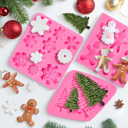 JOERSH Christmas Silicone Fondant Molds, 3 Pcs - style: Christmas