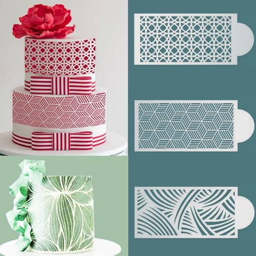 10 Pcs Cake Stencils Cake Templates Set Floral Plant Wedding Icing Stencils Irregular Geometry Lace Cake Molds Cookie Dessert Buttercream Decorating Baking Supplies Mesh Printing for Cake Decoration