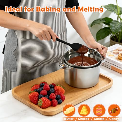 Double Boiler Pot Set 2.1QT & 3.0QT, Stainless Steel Chocolate Melting Pot - size: 2000 ml + 2800 ml