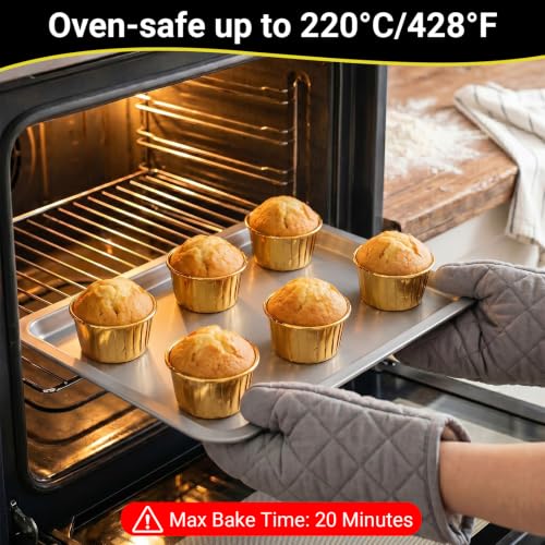 EUSOAR Cupcake Boxes with Gold Cupcake Liners, 24pcs 3.5 Inch Individual Cupcakes Containers and 50pcs 3.5oz Baking Cup, Disposable Dessert Pastry Cupcakes Holder for Wedding Party Favor Bakery - color: Gold