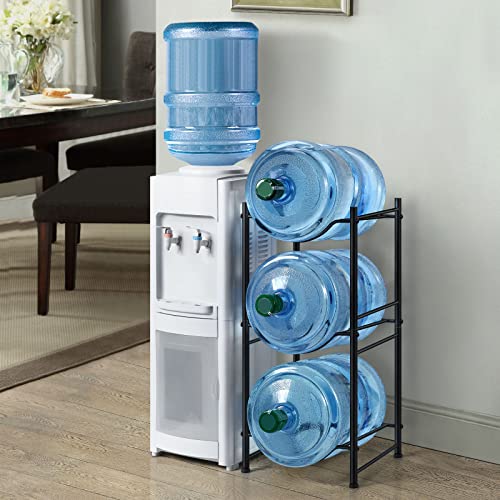 MOOACE 5 Gallon Water Jug Holder, 3 Tier Water Cooler Jug Rack - color: Black, size: 3-Tier