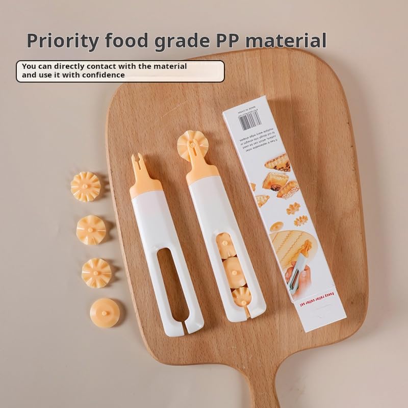 4-in-1 Pastry Wheel Cutter Set, Interchangeable Dough Roller Cutter with 4 Decorative Wheels, PP Pie Crust Cutter for Ravioli, Cookies, Fondant, Pizza Dough and Baking, Gift Box Pack