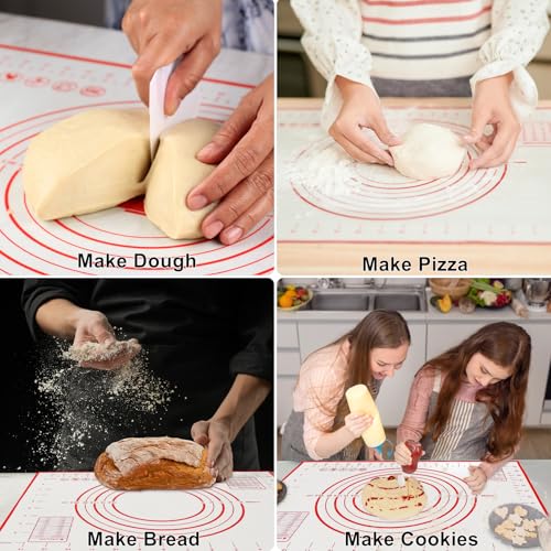 Large 24" x 16" Silicone Baking Mat | Non-Slip Pastry & Dough Mat with Dough scraper | Ideal for Rolling Out Pie Crusts, Fondant, and More | Oven-Safe Silicone Liner (24''L X 16''W) - size: 24"L x 16"W
