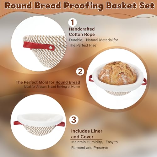 Gisafai 12 Set 9 inch Round Banneton Sourdough Bread Proofing Baskets Bulk