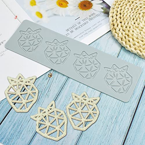 TUKE 3D Hollow Lace Fondant Molds Fruits Leaf Shape Lace Mat Party Cake Decoration Tool Cupcake Mat Silicone Molds for Polymer Clay Chocolate Baking Gummy Mould (Strawberry_10.8x3.2x0.08inch_E) - size: Strawberry_10.8x3.2x0.08inch_E