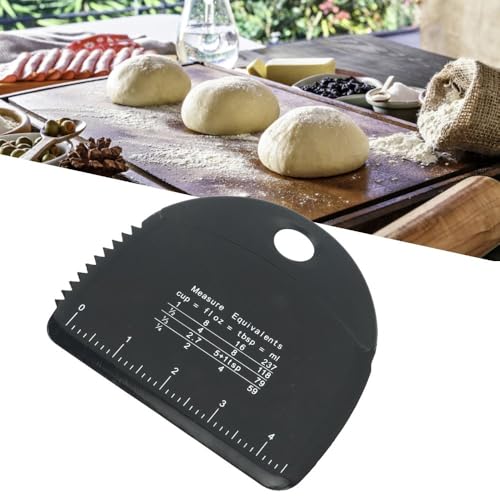 Silicone Dough Scraper with Measuring Scale, 5.5 x 4.7 Inch Dough Cutter for Baking, Pizza, and Pastry, Bench Scraper for Kitchen Countertops(Black) - color: Black
