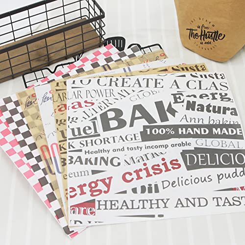 Premium Deli Paper 12"x12"- 200 Pack - Water & Grease Resistant, Greaseproof Liners for Food Boats - Pre Cut Deli Sandwich Wrappers - Food Basket Sheets for BBQ, Picnic, Tray Liner - color: White/Black Checkered