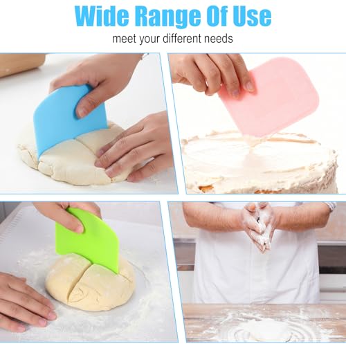 10 Pcs Plastic Bench Scraper for Baking - Bowl Dough Scraper for Bread Cutter - Multifunctional Kitchen food Scrapers Tool with Curved Edge, Cake Baking, Fondant Icing Smoother