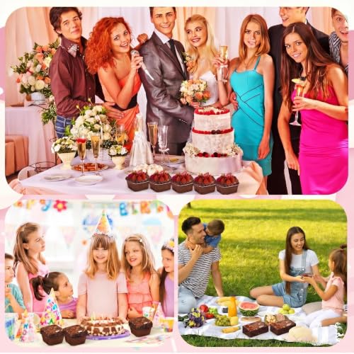 60Pack 5oz Brown Mini Cake Pans with Lids Baking Cups Aluminum Foil Pans Tins, Individual Dessert Cups Containers for Sales,Party,Picnics - color: Brown