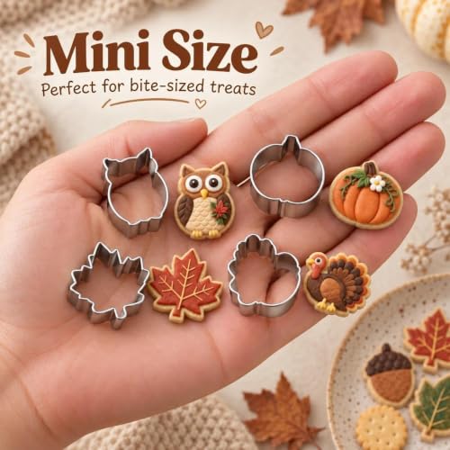 14-Piece Mini Thanksgiving Cookie Cutter Set, Stainless Steel - style: Mini Thanksgiving