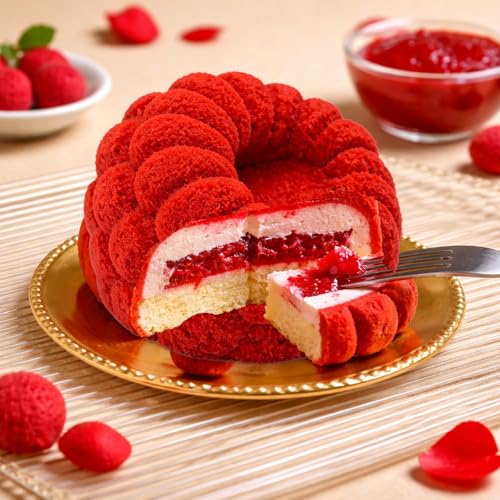 Juome Raspberry Silicone Molds for Mousse Cake Fruit Pudding Raspberry Mold - color: 6-Cavity Raspberry