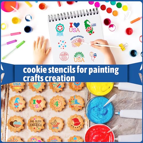 JULBEAR 4th of July Cookie Cake Stencils 36 Pieces Reusable Patriotic Mold - style: 4th of July Style