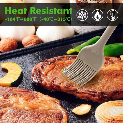 HOTEC 600°F Heat Resistant Silicone Basting &Pastry Brushes, Khaki 2 - color: Khaki
