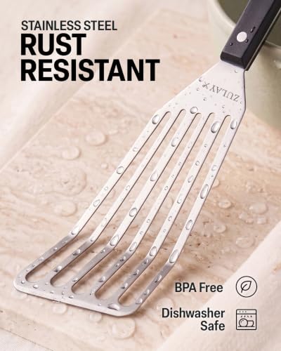 Zulay Kitchen Stainless Steel Fish Turner Spatula - size: Large