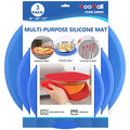 KooMall 12 10 8 Inch Multi-use Microwave Mat, Trivet, Pot Holders, Drying, Baking, Place Mat, Utensils Rest, Silicone Cover Pad for Hot Pot Pans Bowls Plates Dishes Kitchen Counter,Heat Resistant,Blue - color: 12+10+8 Blue